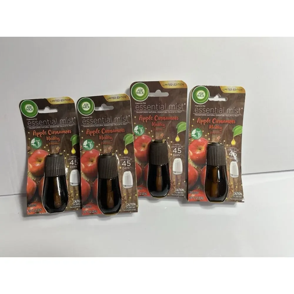 Air Wick Essential Mist Apple & Cinnamon Medley Fragrance Limited Edition Set 4